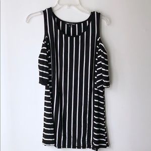 Cable & Gauge Black & White Cold Shoulder Top